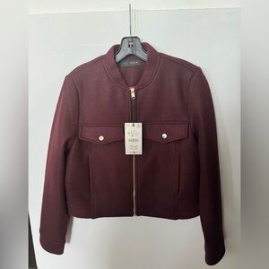 Zara Burgundy Bomber Jacket